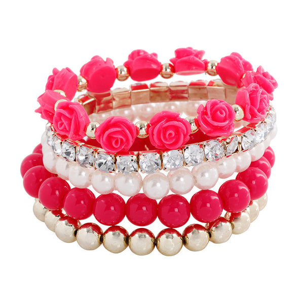 Flower Temperament Beads Stretch Bracelet