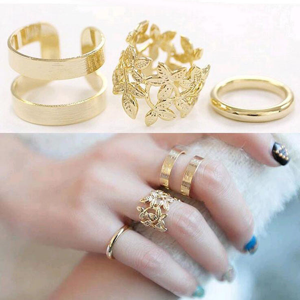 Vintage Punk Style Leaf Set Ring