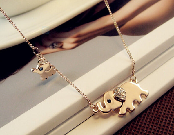 Cute Elephant Crystal Chain Necklace